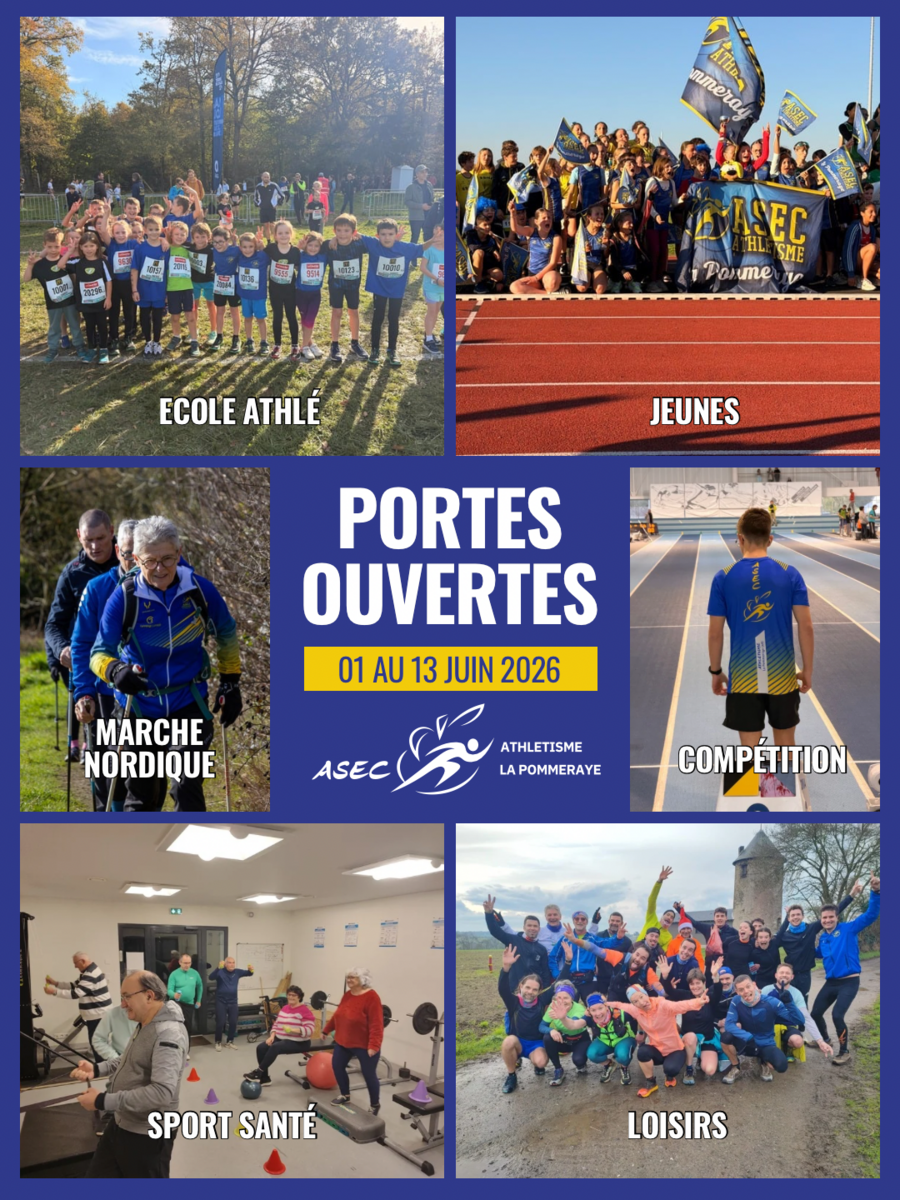 Portes ouvertes ASEC Athlétisme – du 1er au 13 juin 2026 🏃‍♀️💙💛